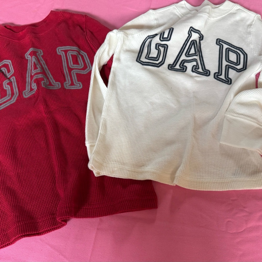 Gap Boys NEW NWT Thermal Cotton Long Sleeve Tee Red and White